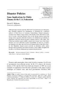 Disaster Policies Some Implications for Public Finance in the U.S. Federation Public Finance Review Volume 36 Number 4