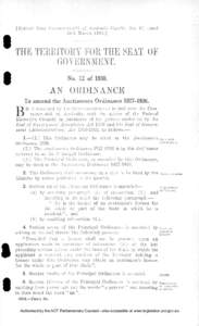 I Extract from Commonwealth of Australia Gazette, No. 17, dated 24th March, [removed]THE TERRITORY FOR THE SEAT OF GOVERNMENT. No. 12 of 1938.