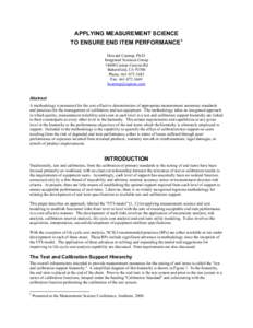 Psychometrics / Evaluation / Calibration / Standards / Measurement uncertainty / Normal distribution / Statistical hypothesis testing / NCSL International / Accuracy and precision / Statistics / Measurement / Metrology