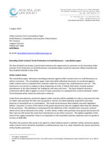 1 August[removed]Unfair Contract Terms Consultation Paper Small Business, Competition and Consumer Policy Division The Treasury Langton Crescent