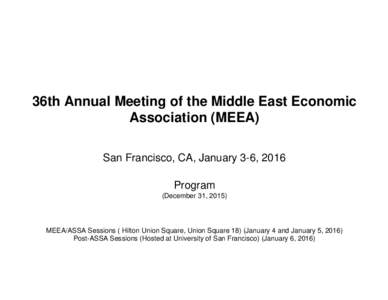 Middle East / Middle East Economic Association / Mena / University of San Francisco / Marmara University / Algiers / Tlemcen