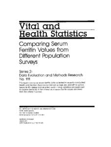 Vital and  HealthStatistics Comparing Serum Ferritin Values from
