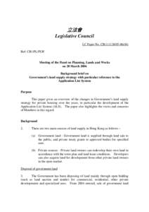 立法會 Legislative Council LC Paper No. CB[removed]) Ref: CB1/PL/PLW  Meeting of the Panel on Planning, Lands and Works