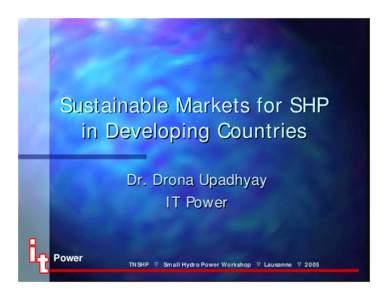 Sustainable Markets for SHP