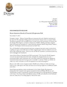 Contact: Jim Mery Sr. VP Lands & Natural Resources Doyon, Limited[removed]removed]