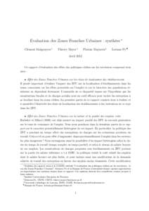 Evaluation des Zones Franches Urbaines : synthèse ∗ Clément Malgouyres † Thierry Mayer ‡  Florian Mayneris §