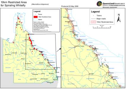 10 km restricted area for Spiraling Whitefly (map)