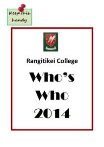 Keep this handy Rangitikei College  Who’s