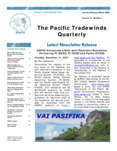 SPARCE HEADQUARTERS  January/February/March 2008 Volume 16 Number 1  The Pacific Tradewinds