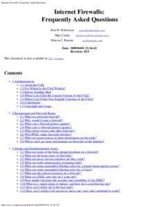 Internet Firewalls: Frequently Asked Questions  Internet Firewalls: