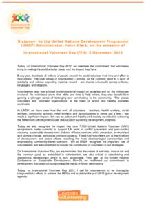   	
   	
      Statement by the United Nations Development Programme