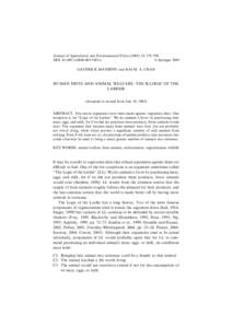 Journal of Agricultural and Environmental Ethics[removed]: 579–594 DOI[removed]s10806[removed]x Ó Springer 2005 GAVERICK MATHENY and KAI M. A. CHAN  HUMAN DIETS AND ANIMAL WELFARE: THE ILLOGIC OF THE