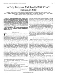 IEEE JOURNAL OF SOLID-STATE CIRCUITS, VOL. 40, NO. 8, AUGUSTA Fully Integrated Multiband MIMO WLAN Transceiver RFIC