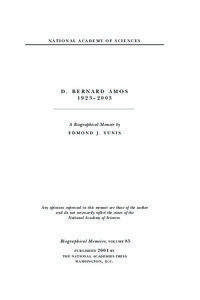 NATIONAL ACADEMY OF SCIENCES  D. BERNARD AMOS