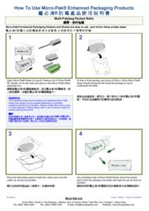 How To Use Micro-Pak® Enhanced Packaging Products 霉 必 清® 防 霉 產 品 使 用 說 明 書 Multi Polybag Packed Belts 腰帶 - 多件包裝 Micro-Pak® Enhanced Packaging Stickers and Sheets are easy to use. Ju