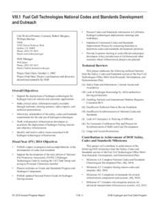 Fuel Cell Technologies National Codes and Standards Development and Outreach - DOE Hydrogen and Fuel Cells Program FY 2014 Annual Progress Report