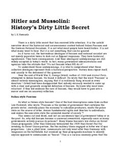 Hitler and Mussolini: History’s Dirty Little Secret by L.K Samuels