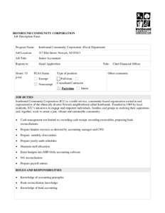 IRONBOUND COMMUNITY CORPORATION Job Description Form Program Name:  Ironbound Community Corporation –Fiscal Department