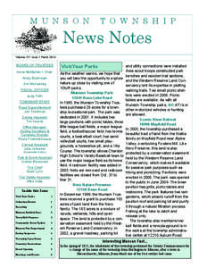 M U N S O N  T O W N S H I P News Notes Volume XV Issue 1 March 2014