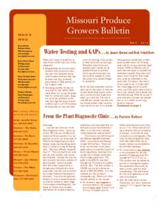 WHO’S WHO Missouri Produce Growers Bulletin A joint publication of the Univeristy of Missouri and Lincoln University