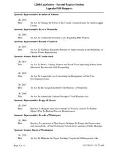 126th Legislature - Second Regular Session Appealed Bill Requests Sponsor: Representative Beaulieu of Auburn LR: 2416 Title: