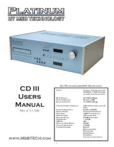 SIGN MAGNITUDE LADDER DAC SPECIFICATIONS  CD III Users Manual Rev)