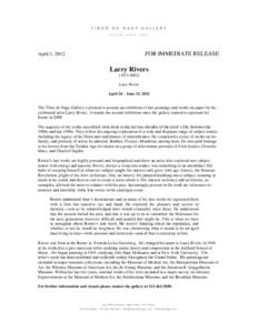 FOR IMMEDIATE RELEASE  April 1, 2012 Larry Rivers]