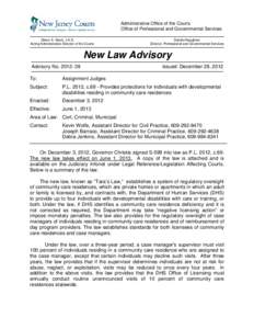 Administrative Office of the Courts Office of Professional and Governmental Services Glenn A. Grant, J.A.D. Acting Administrative Director of the Courts  Deirdre Naughton