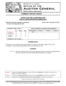 OFFICE OF THE COMPTROLLER FISCAL OFFICER RESPONSIBILITIES Financial Audit and Compliance Examination For the Year Ended June 30, 2014  FINDINGS THIS AUDIT: 1