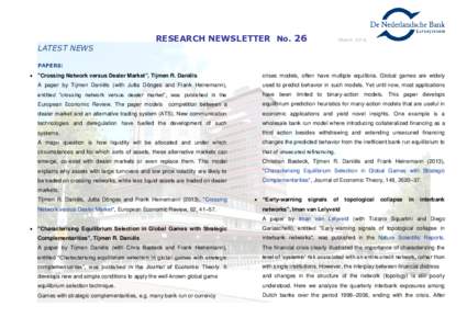 LATEST NEWS  RESEARCH NEWSLETTER No. 26 (March 2014)