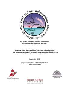 The Atlantic Aboriginal Economic Development Integrated Research Program, AAEDIRP Baseline Data for Aboriginal Economic Development: An Informed Approach for Measuring Progress and Success