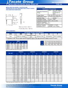 Tecate Group  Film Capacitors TYPE 914  METALLIZED POLYESTER RADIAL EPOXY DIP