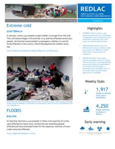  	
  REDLAC	
    	
    	
  	
  	
  	
  	
  	
  	
  	
  AMÉRICA	
  LATINA	
  Y	
  EL	
  CARIBE	
   	
  	
  	
  	
  	
  	
  	
  	
  	
  NOTA	
  SEMANAL	
  SOBRE	
  EMERGENCIAS	
  