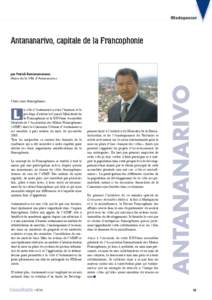 Madagascar  Antananarivo, capitale de la Francophonie par Patrick Ramiaramanana Maire de la Ville d’Antananarivo