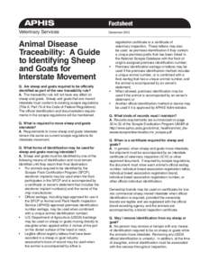 APHIS	 Veterinary Services Animal Disease Traceability: A Guide to Identifying Sheep