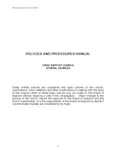 Microsoft Word - POLICIES AND PROCEDURES MANUAL (Approved by Deacons[removed]merged))