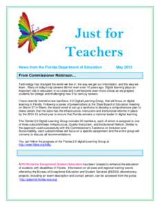 Just for Teachers News from the Florida Department of Education May 2012