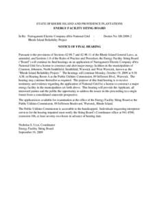 East Coast of the United States / New England / Rhode Island / National Grid plc / Electrical grid / Electric power / Electric power distribution / Energy