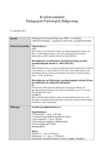 Punkt 12 Forslag til kvalitetsstandard for PPR BUU1213