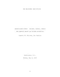 THE BROOKINGS INSTITUTION  INSUFFICIENT FUNDS: SAVINGS, ASSETS, CREDIT