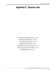 Appendix C: Species Lists  Appendix C: Species Lists Birds of Seney NWR and Nearby Lands / page 89 Bird Species of Whitefish Point / page 104