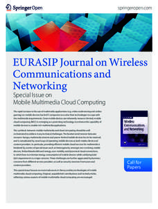 springeropen.com  EURASIP Journal on Wireless Communications and Networking Special Issue on