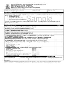 R  MISSOURI DEPARTMENT OF ELEMENTARY AND SECONDARY EDUCATION QUALITY SCHOOLS – FEDERAL COMPLIANCE PO BOX 480, JEFFERSON CITY, MO[removed]High Objective Uniform State Standard of Evaluation (HOUSSE)