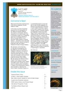 MARINE ADAPTATION BULLETIN - VOLUME ONE, ISSUE FOUR: DECEMBERAt a glance Convenor’s Spot Welcome to the fourth and final issue