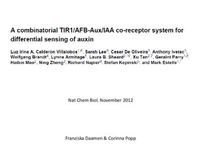 Nat Chem Biol. November[removed]Franziska Daamen & Corinna Popp Was war bisher bekannt? DI