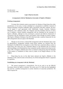 LC Paper No. CB[removed]) For discussion on 3 December 1998 LegCo Panel on Security Arrangements with the Mainland on Surrender of Fugitive Offenders Existing arrangements
