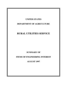 UNITED STATES DEPARTMENT OF AGRICULTURE RURAL UTILITIES SERVICE  SUMMARY OF