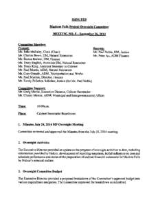 MINUTES  Muskrat Falls Protect Oversight Committee MEETING NO. 5 - SeptemberCommittee Member: