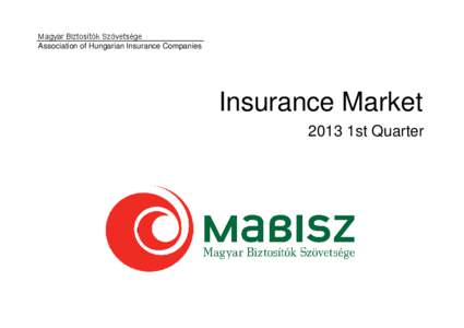 Magyar Biztosítók Szövetsége Association of Hungarian Insurance Companies Insurance Market 2013 1st Quarter