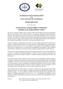 Microsoft Word - Media Release - Personal attacks on Human Rights Commissioner alarm legal profession leaders - joint statement